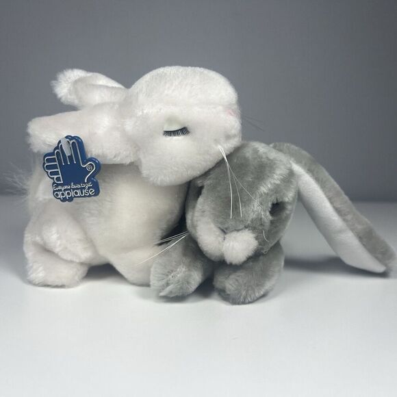 1988 Applause Topsy And Turvy Bunny Rabbit Pair Plush #20367 Easter - Picture 1 of 7